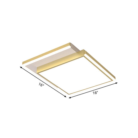 Modernist 2 - Tier Square Metal Led Flush Mount Ceiling Light In Gold - 16’/19.5’ Width For