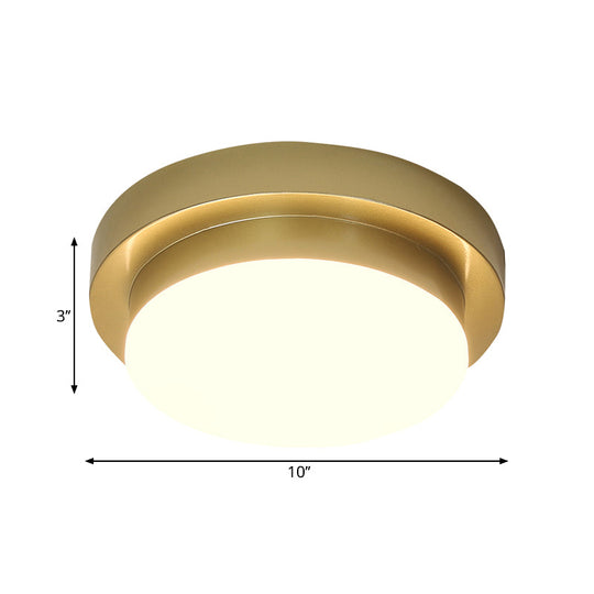 Simplicity Metallic Led Flushmount Ceiling Light In Gold - Triangle/Round/Square Design For