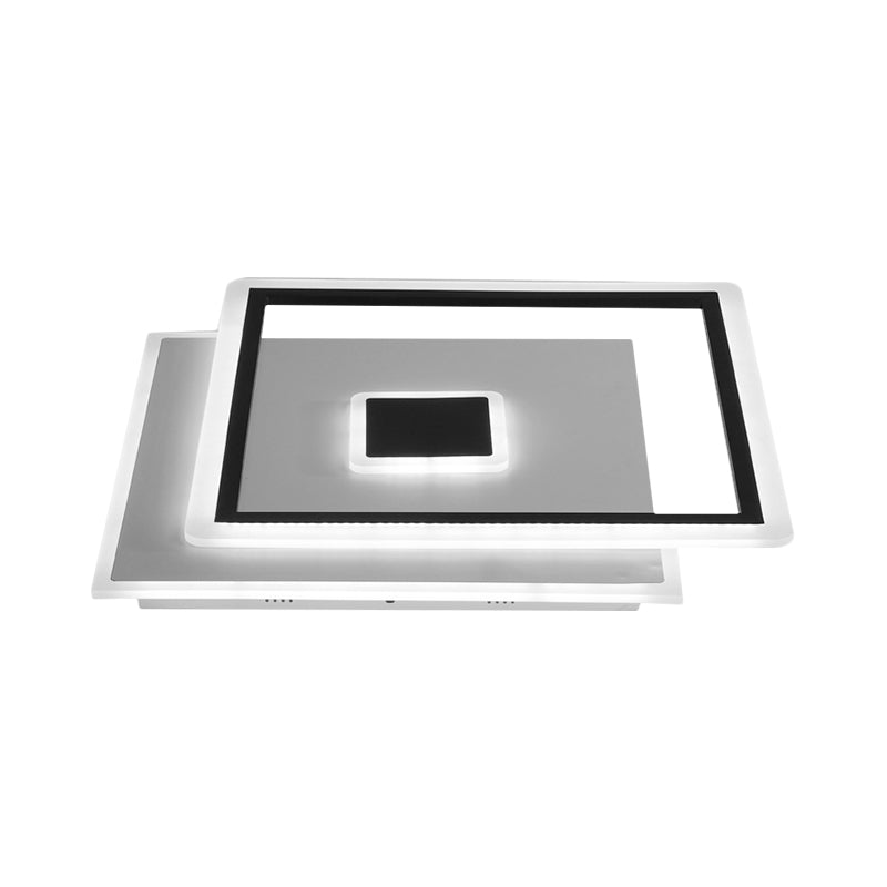 Nordic Square Ceiling Lamp In Black/White Clear Glass Led Bedroom Light Fixture 16.5’/20.5’