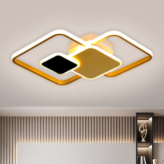 Modern Metallic Black/Gold Led Flush Mount Ceiling Light In Warm/White 22’/32.5’ Wide Gold /