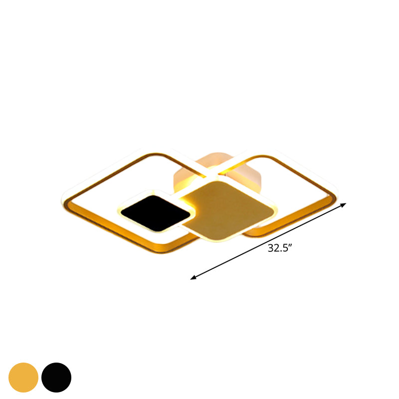 Modern Metallic Black/Gold Led Flush Mount Ceiling Light In Warm/White 22’/32.5’ Wide