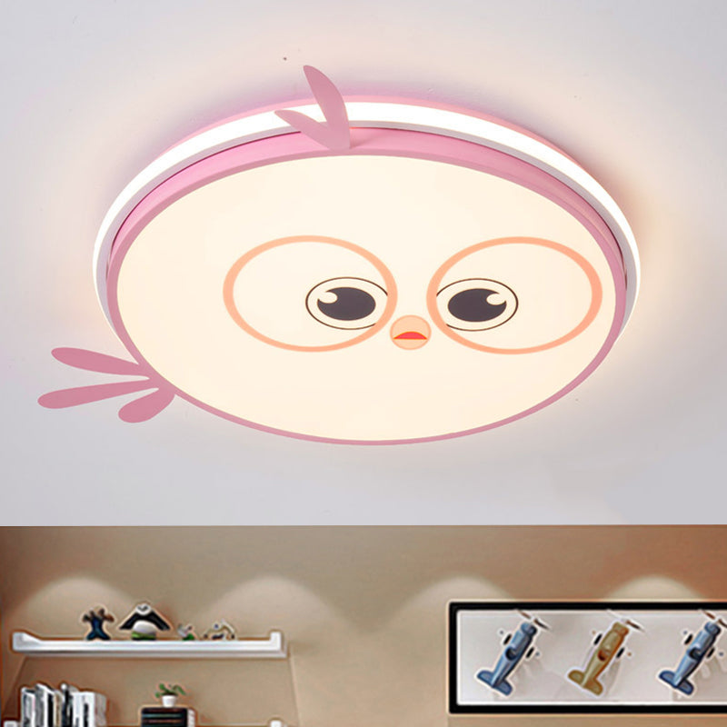 Modern Led Flush Ceiling Light For Kid’s Room With Colorful Chick Face Design