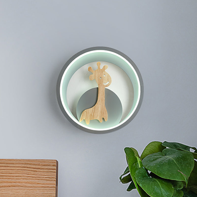 Modern Led Acrylic Giraffe Wall Sconce For Children Room - Grey/Black Warm/White Light