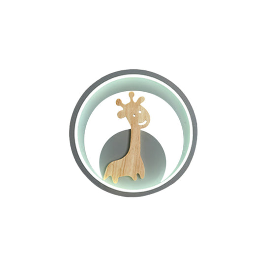 Modern Led Acrylic Giraffe Wall Sconce For Children Room - Grey/Black Warm/White Light