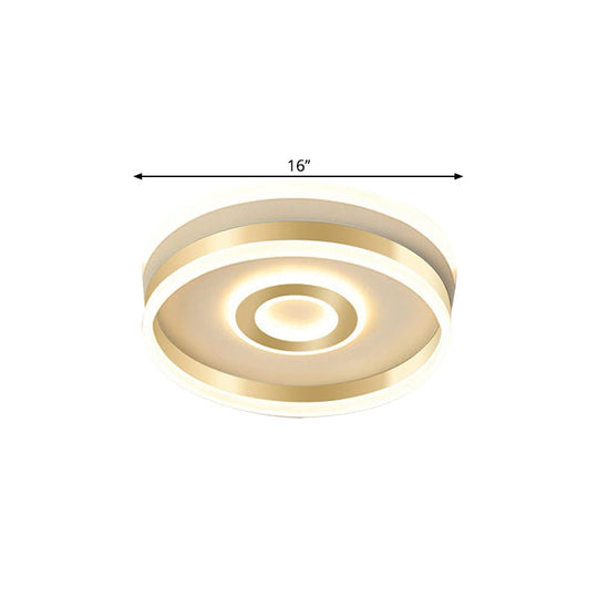 Led Gold Metallic Hoop Flush Mount Lamp In Warm/White Light 16’/19.5’ Wide