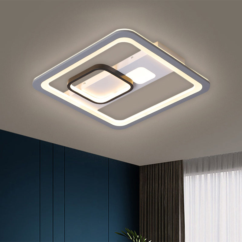 Acrylic Led Grey Ceiling Light In Warm/White - 16’/19.5’/23.5’ Square Flush Mount / 16’ White