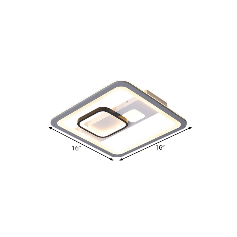 Acrylic Led Grey Ceiling Light In Warm/White - 16’/19.5’/23.5’ Square Flush Mount