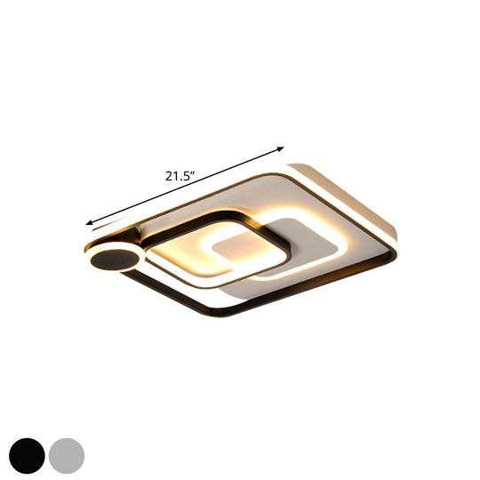 Modern Acrylic Flush Mount Nordic Lamp - Black/White Led Ceiling Light In Warm/White 18’/21.5’ Wide