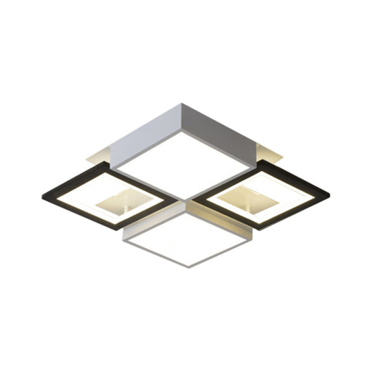 Modern Black Integrated Led Ceiling Lamp - 18’/23.5’ Wide Square Flush Mount Fixture In