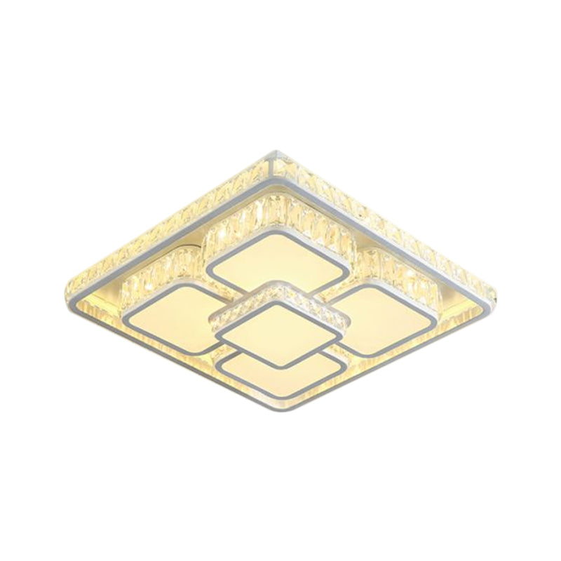 Led Crystal Flush Mount Ceiling Light In Contemporary Style - Choose Warm Or Cool White