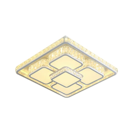 Led Crystal Flush Mount Ceiling Light In Contemporary Style - Choose Warm Or Cool White