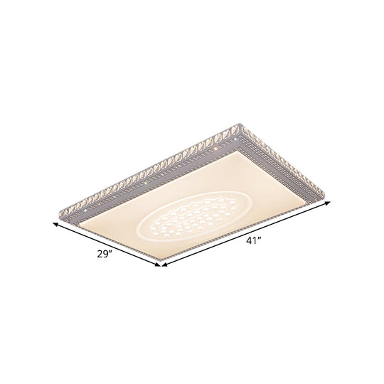 Sleek Metal Led Ceiling Mount Lamp With Crystal Deco - Rectangle/Square Parlor Flush Light