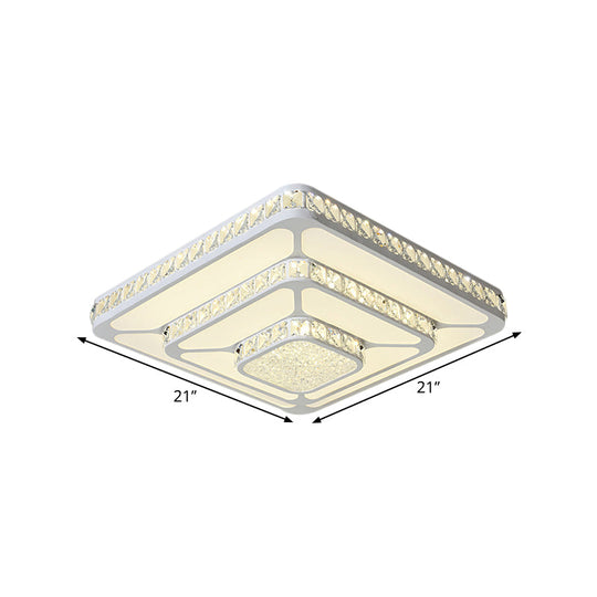 Crystal Led Close To Ceiling Light Flush Mount Fixture - Warm/White Option