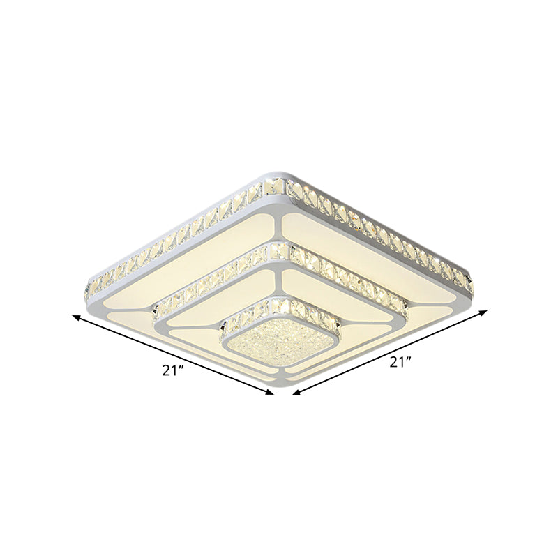 Crystal Led Close To Ceiling Light Flush Mount Fixture - Warm/White Option