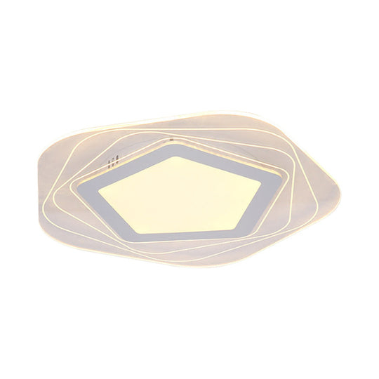 Modern Led Flush Mount Lamp - Acrylic Star/Pentagon Design In White/Warm Light