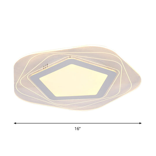 Modern Led Flush Mount Lamp - Acrylic Star/Pentagon Design In White/Warm Light