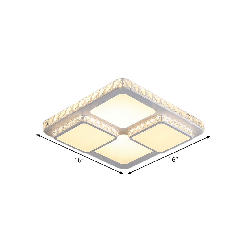 16’/19.5’ Minimalist Crystal Block Led Ceiling Lamp In Warm/White Light