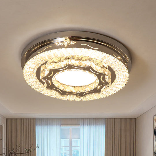 Modern Crystal Led Flushmount Ceiling Lamp In Warm/White Light