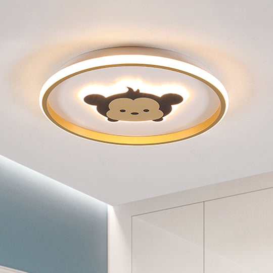 Gold/Coffee Crown & Monkey Led Ceiling Light For Kid’s Bedroom
