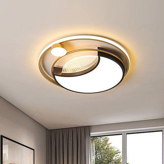 Contemporary Led Flush Ceiling Light With Acrylic Shade - Black Square/Round Mount | Warm/White /