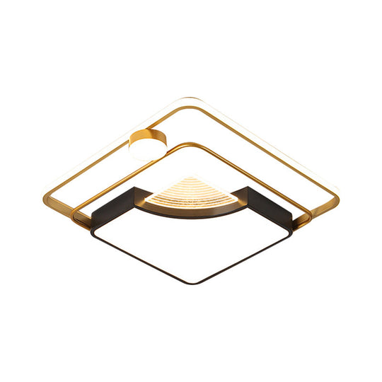 Contemporary Led Flush Ceiling Light With Acrylic Shade - Black Square/Round Mount | Warm/White