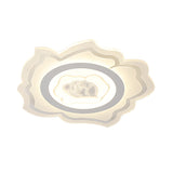Modern Led White Acrylic Flush Mount Light Fixture With Warm/White Lighting
