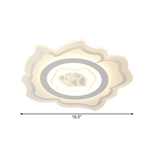 Modern Led White Acrylic Flush Mount Light Fixture With Warm/White Lighting
