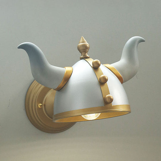 Metallic Horn Hat Wall Light Sconce - Gold And Silver Cartoon Style
