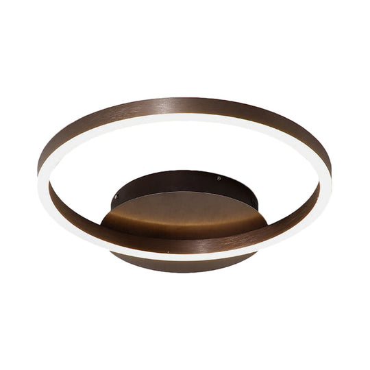 Contemporary Led Acrylic Ceiling Flush Light Fixture In Black/Brown 1/2/3 - Ring Warm/White/Natural