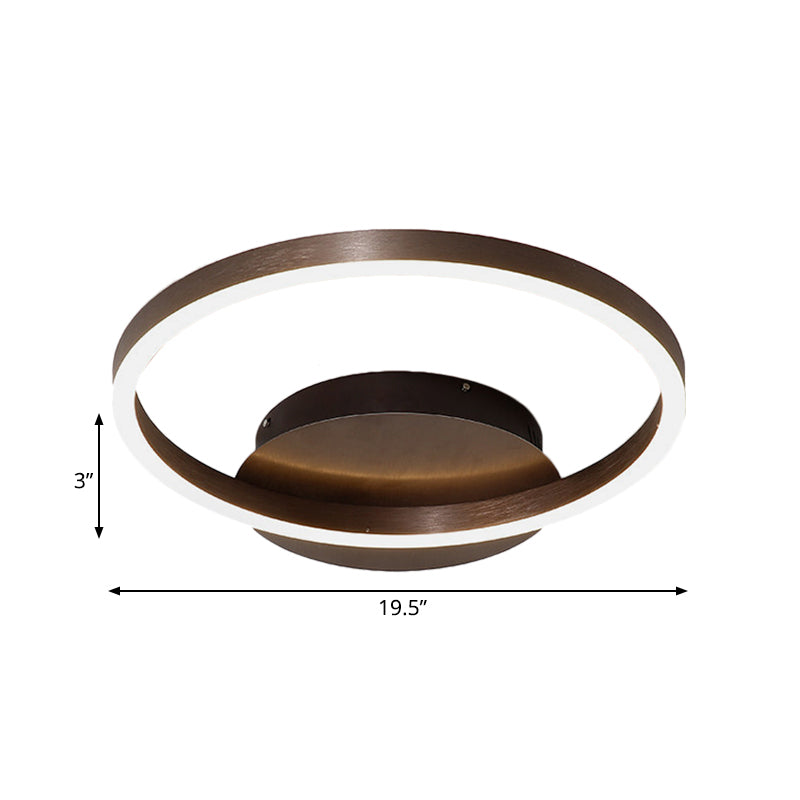Contemporary Led Acrylic Ceiling Flush Light Fixture In Black/Brown 1/2/3 - Ring Warm/White/Natural