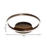 Contemporary Led Acrylic Ceiling Flush Light Fixture In Black/Brown 1/2/3-Ring Warm/White/Natural