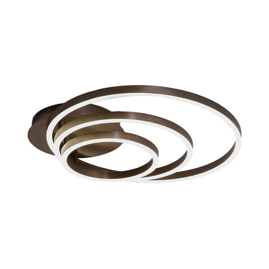 Contemporary Led Acrylic Ceiling Flush Light Fixture In Black/Brown 1/2/3 - Ring Warm/White/Natural