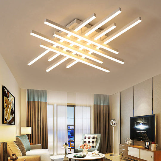 Modern Led Flushmount Lighting For Living Room - 31’/39’ Wide Traverse Acrylic Shade Lamp In