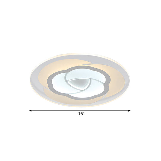 Modern Floral Flushmount Led Ceiling Light In Warm/White 16’/19.5’/23.5’ Wide