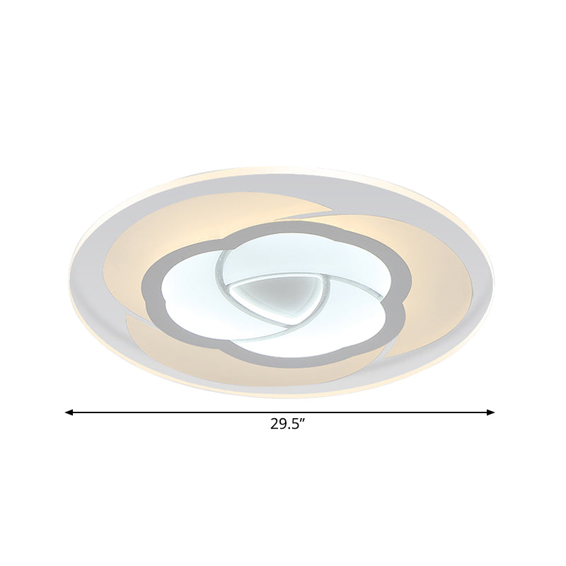 Modern Floral Flushmount Led Ceiling Light In Warm/White 16/19.5/23.5 Wide