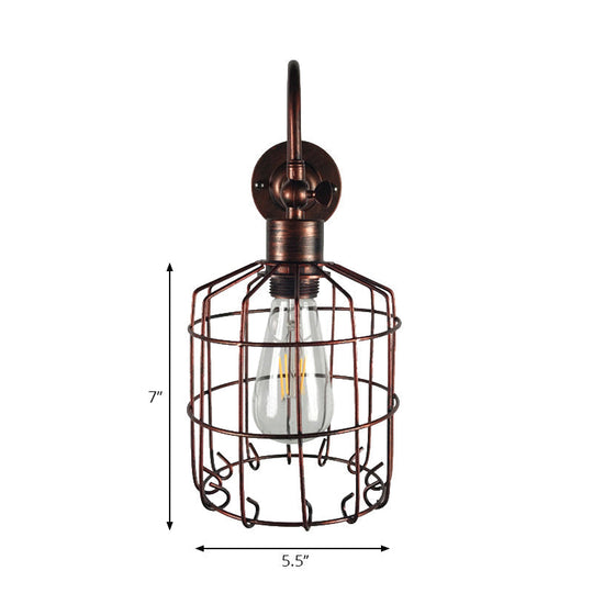 Rustic Stylish Birdcage Iron Wall Sconce Light Fixture - Antique Brass/Weathered Copper Perfect For