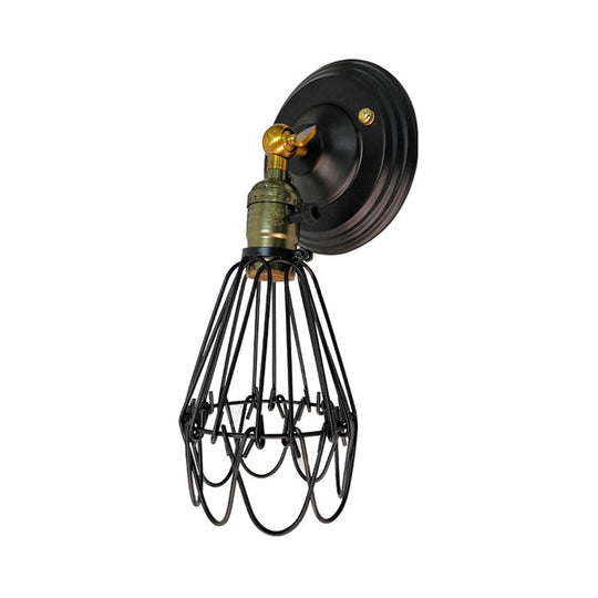 Farmhouse Style Wrought Iron Wall Sconce With Rotatable Lamp 1 Bulb Black/Bronze