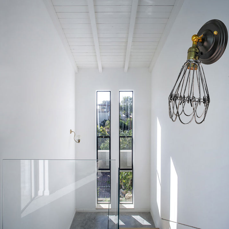 Farmhouse Style Wrought Iron Wall Sconce With Rotatable Lamp 1 Bulb Black/Bronze Bronze