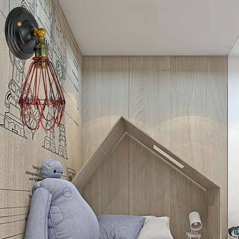 Farmhouse Style Wrought Iron Wall Sconce With Rotatable Lamp 1 Bulb Black/Bronze Weathered Copper