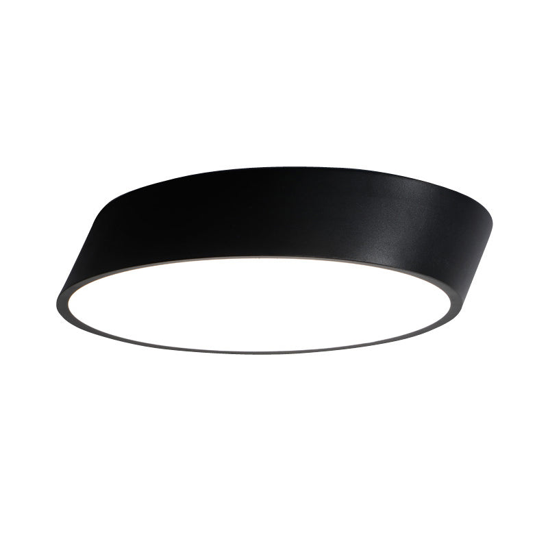 Modernist Led Bedroom Flush Mount Light In White/Black Inclined Elliptical Design 10’/16’/19.5’ Wide