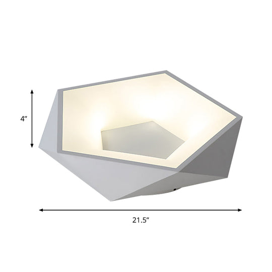 Modern White Led Ceiling Flush Light With Acrylic Diffuser White/Warm 18’/21.5’ Wide