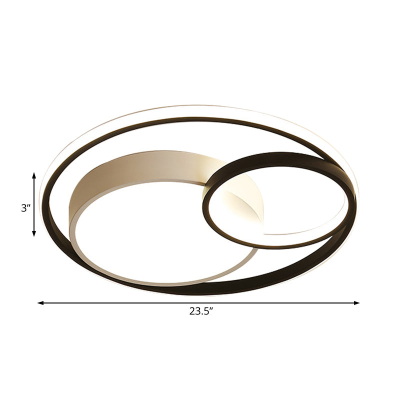 Contemporary Metal Led Flush Mount Ceiling Lamp - White/Black 16’/19’/23.5’ Wide