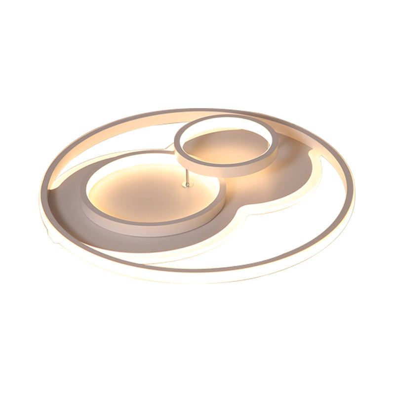 Modern Led Metal Flush Mount Ceiling Lamp In Black/White 16’/19.5’/23.5’ Wide White/Warm Lighting