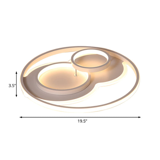 Modern Led Metal Flush Mount Ceiling Lamp In Black/White 16’/19.5’/23.5’ Wide White/Warm Lighting