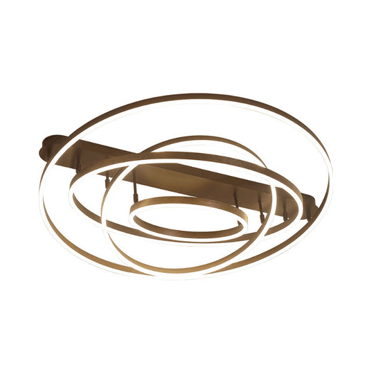 Contemporary Multi Circle Metal Flush Mount Lamp With 1/2/3 Heads White/Warm Light