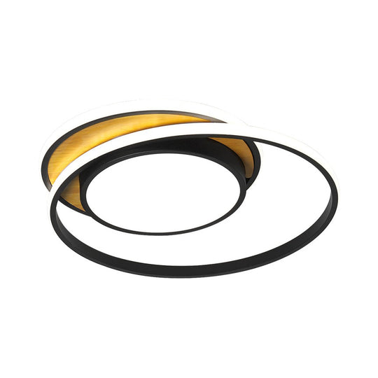 Ultra Thin Modern Metal Led Flush Ceiling Light In Black/White - White/Warm 18’/21.5’ Wide