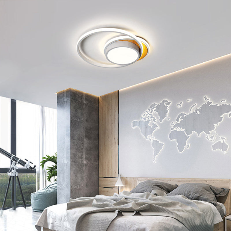 Ultra Thin Modern Metal Led Flush Ceiling Light In Black/White - White/Warm 18’/21.5’ Wide