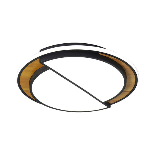 Modern Led Flush Mount Light In Black/White With White/Warm Glow 16.5’/20.5’ Wide