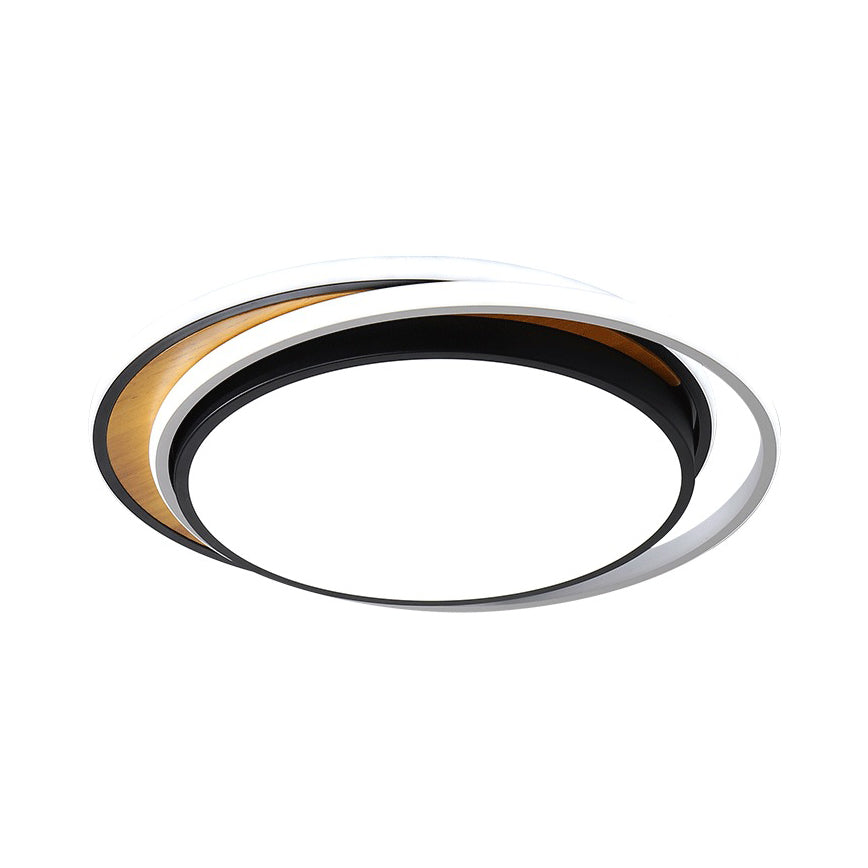 Modern Metal Led Flush Mount Ceiling Light In Black/White - White/Warm 19’/23’ Wide