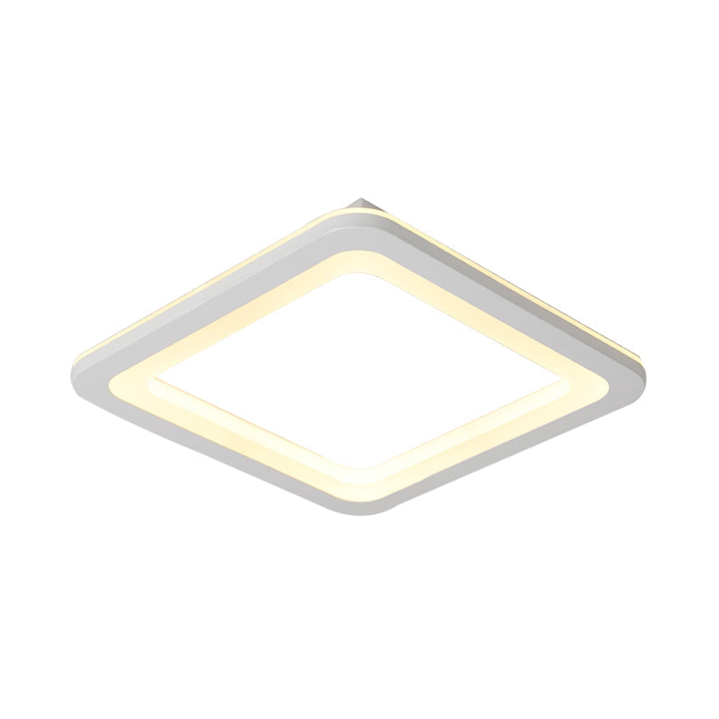 Simple Metal Led White Ceiling Light Fixture In Square Flush Design 10’/14.5’/19’ Wide With